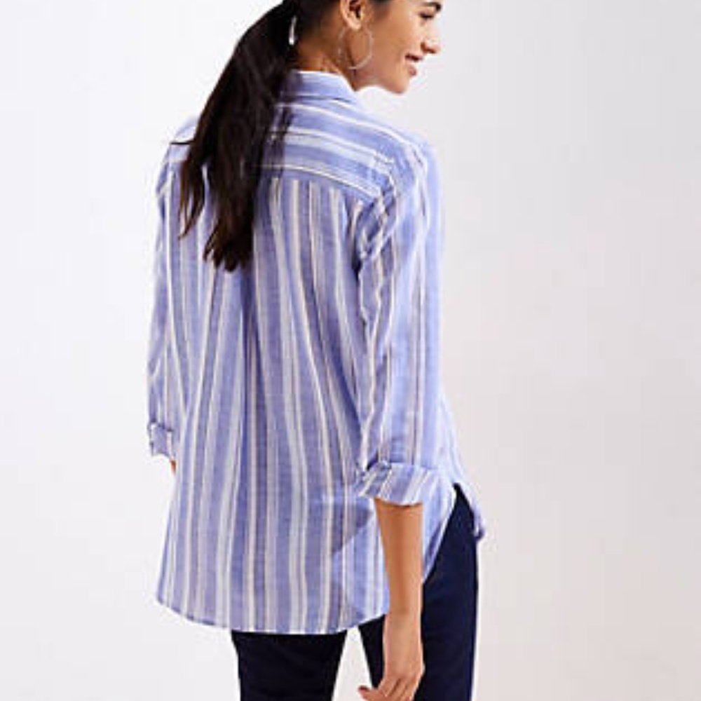 NWT Ann Taylor LOFT STRIPED BUTTON SHIRT - Picture 3 of 5